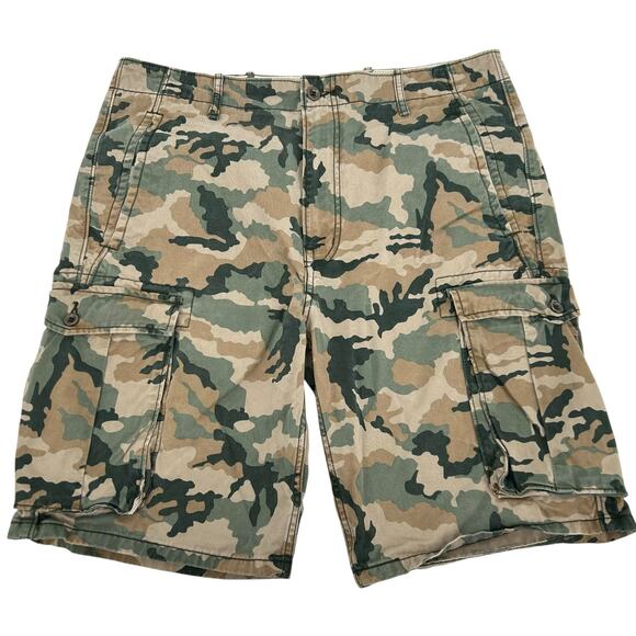 Levi’s Camo Cargo Shorts Men’s 36 Green Brown Tan Camouflage Military Hunting - Picture 1 of 8